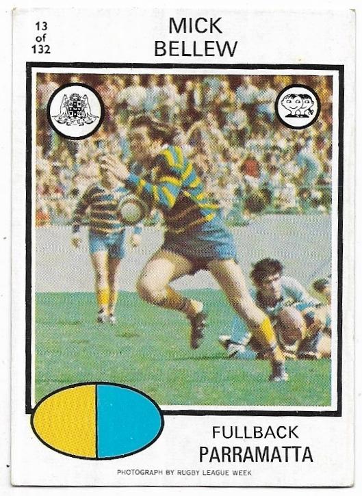 1975 Scanlens Rugby League (13) Mick Bellew Parramatta