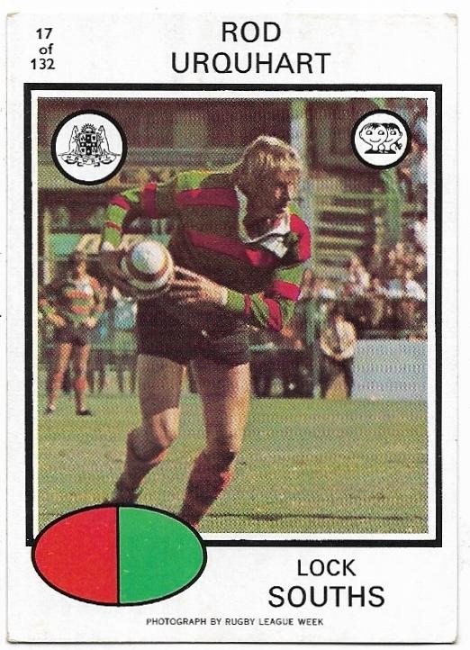 1975 Scanlens Rugby League (17) Rod Urquhart Souths
