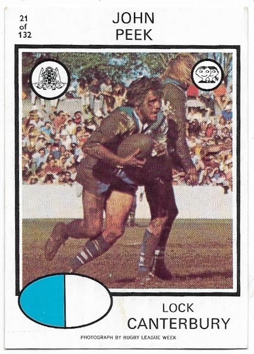 1975 Scanlens Rugby League (21) John Peek Canterbury