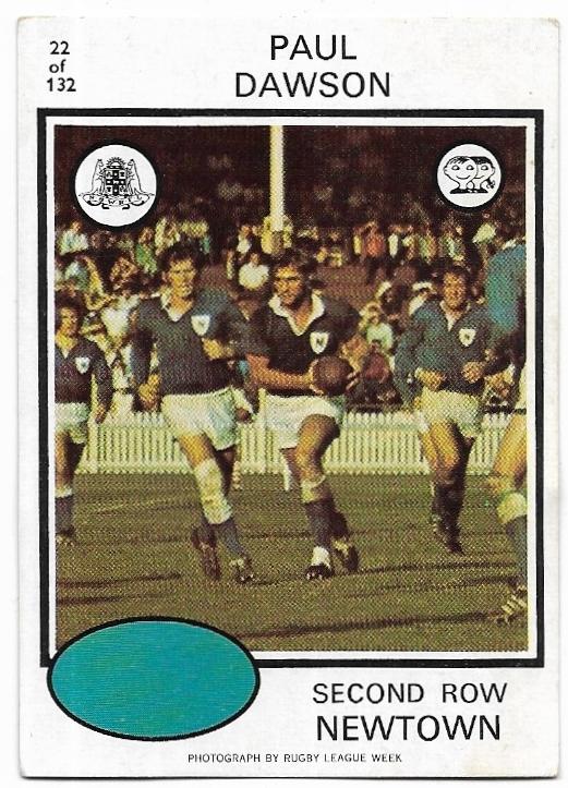 1975 Scanlens Rugby League (22) Paul Dawson Newtown
