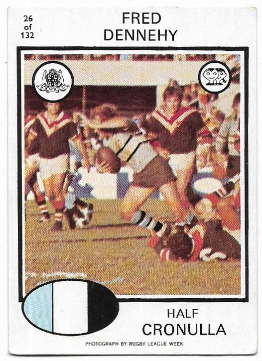 1975 Scanlens Rugby League (26) Fred Dennehy Cronulla