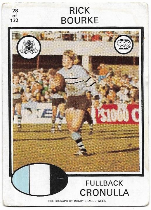 1975 Scanlens Rugby League (28) Rick Bourke Cronulla